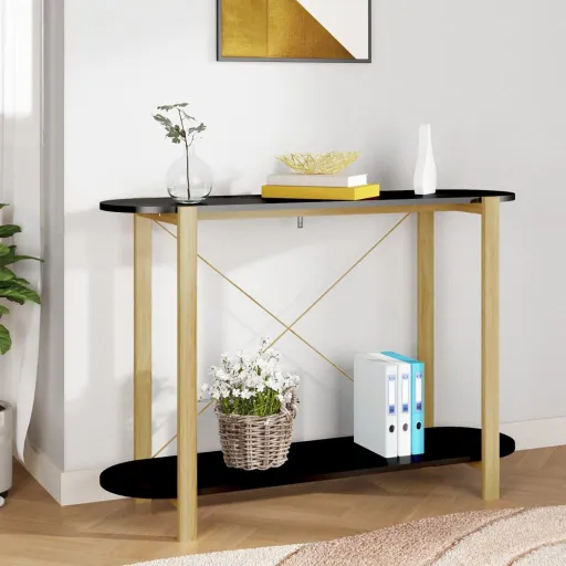 Mesa Consola 110x38x75 cm Derivados de Madeira Preto
