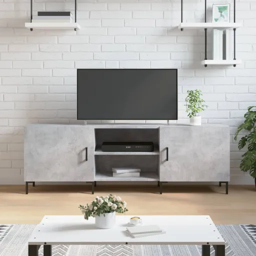 Móvel de TV 150x30x50 cm Derivados de Madeira Cinza-Cimento