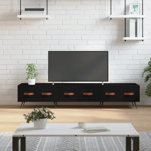 Móvel de TV 150x36x30 cm Derivados de Madeira Preto