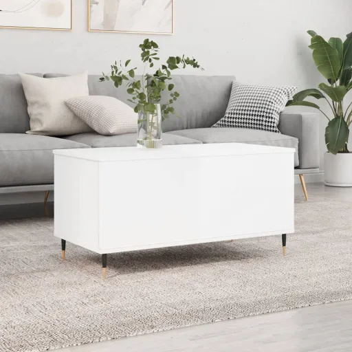 Mesa Centro 90x44,5x45 cm Derivados de Madeira Branco Brilhante