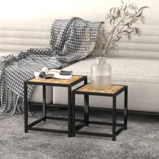 Mesas de Centro   MDF Preto e Amarelo (2 pcs)