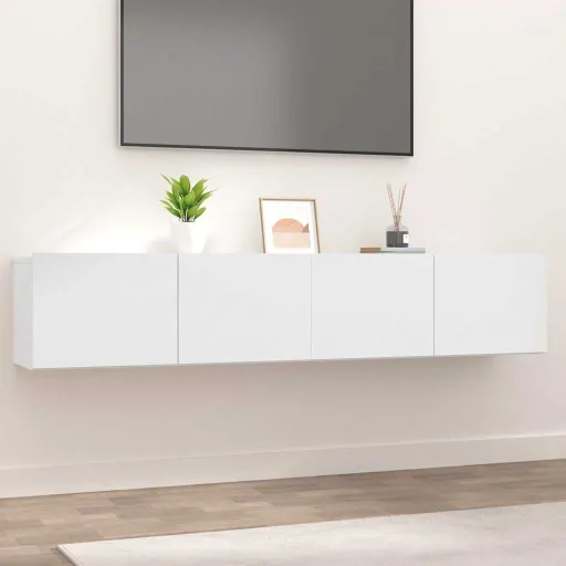 Móveis TV   80x30x30cm Derivados de Madeira Branco (2 pcs)