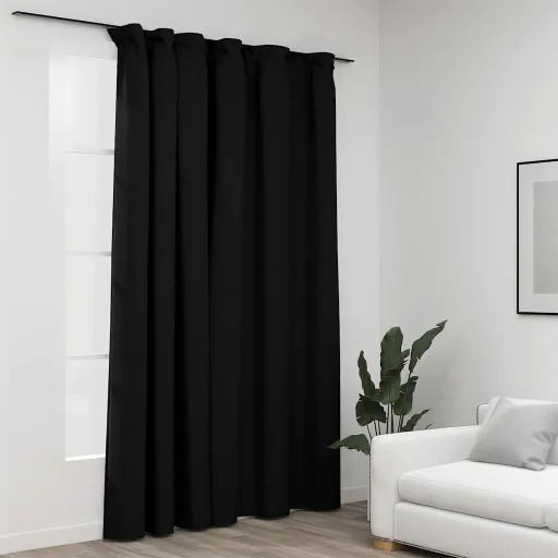 Cortinas Opacas Aspeto Linho com Ganchos 290x245 cm Antracite