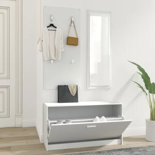 Conjunto de Sapateira 3 em 1 Derivados Madeira Branco