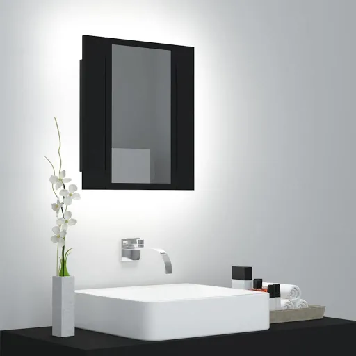 Armário Espelhado Casa de Banho LED 40x12x45 cm Acrílico Preto
