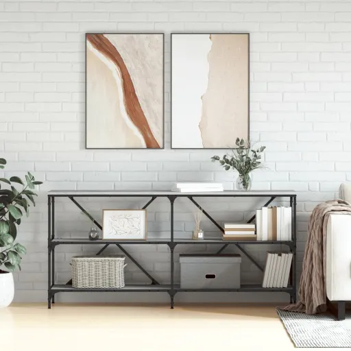 Mesa Consola 160x30x75 cm Derivados Madeira/Ferro Cinza Sonoma