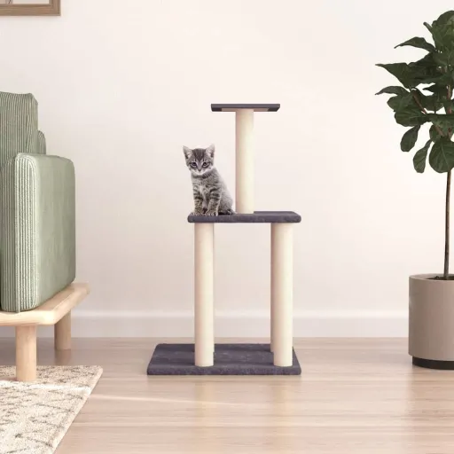 Árvore p/ Gatos Postes Arranhadores Sisal 85,5 cm Cinza-Escuro
