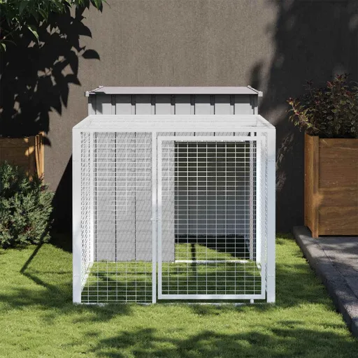 Gaiola para Galinhas com Corredor Cinza Claro 110x201x110 cm Aço Galvanizado