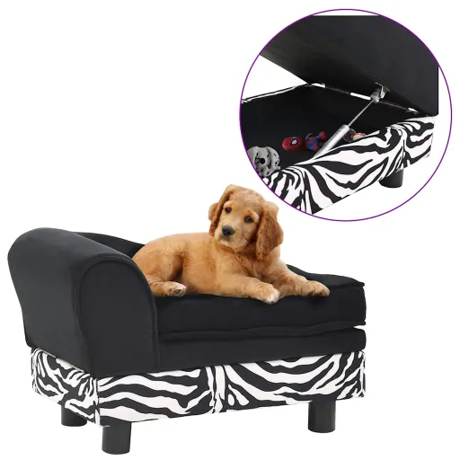 Sofá para Cães 57x34x36 cm Pelúcia Preto
