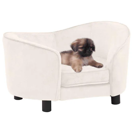 Sofá para Cães 69x49x40 cm Pelúcia Cor Creme