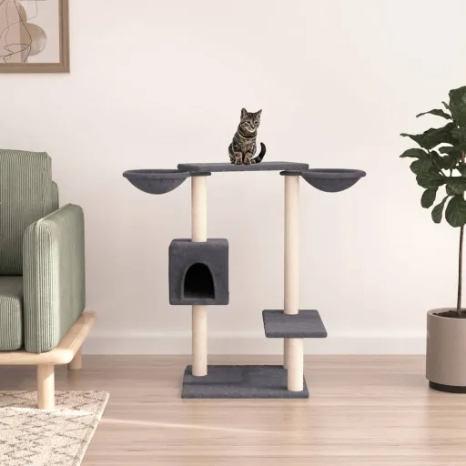 Árvore p/ Gatos c/ Postes Arranhadores 82 cm Cinzento-Escuro