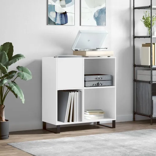 Armário para Discos 84,5x38x89 cm Derivados de Madeira Branco