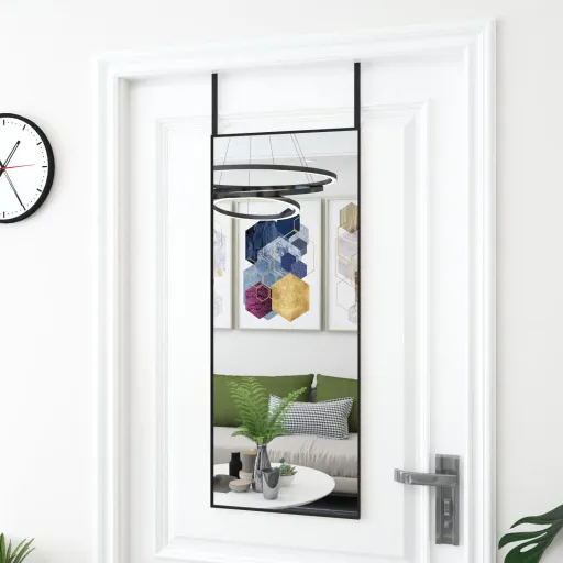 Espelho para Porta 40x100 cm Vidro e Alumínio Preto