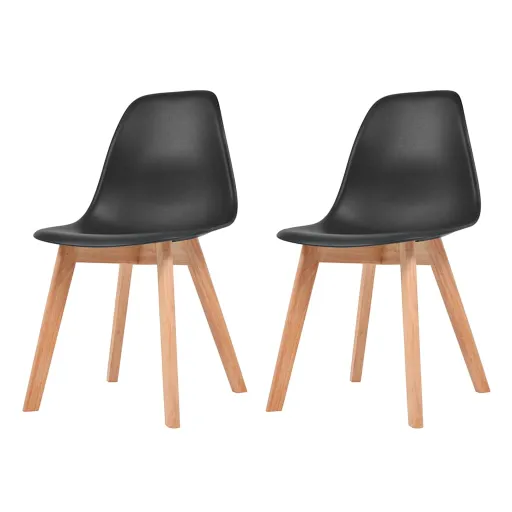 Cadeiras de Jantar   Plástico Preto (2 pcs)