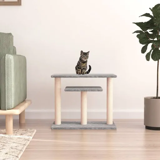 Postes Arranhadores p/ Gatos com Plataformas 62,5cm Cinza-Claro