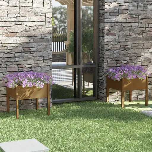 Vaso/Floreira Jardim   70x70x70cm Pinho Maciço Castanho Mel (2 pcs)
