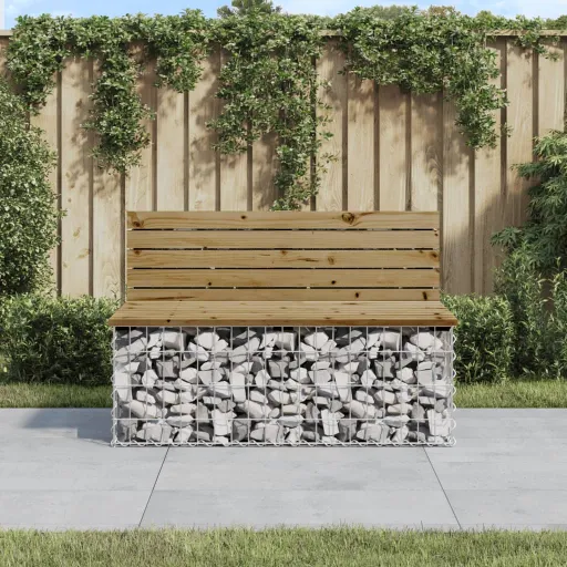 Banco de Jardim c/ Design Gabião 103x70x65 cm Pinho Impregnado
