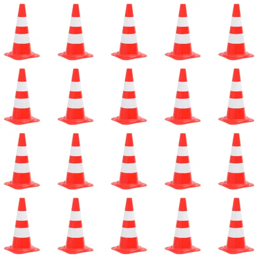 Cones de Sinalização Refletores   50 cm Vermelho e Branco (20 pcs)