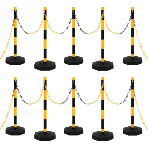 Conjunto de Postes com Corrente de Plástico 10 m