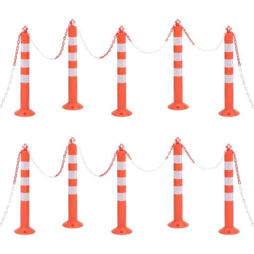 Postes Amarração p/ Controlo Trânsito + Corrente   PE 75cm (10 pcs)