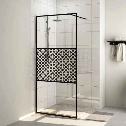 Divisória de Chuveiro c/ Vidro Transparente ESG 115x195cm Preto