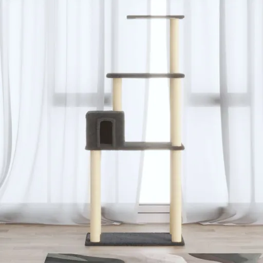 Árvore p/ Gatos c/ Postes Arranhadores Sisal 147cm Cinza-Escuro