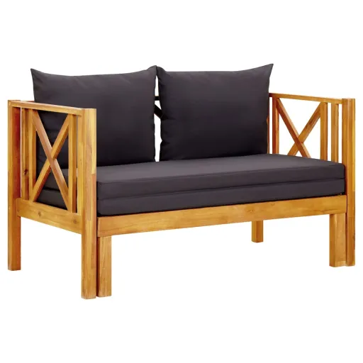 Banco de Jardim 2 Lugares c/ Almofadões 122 cm Acácia Maciça