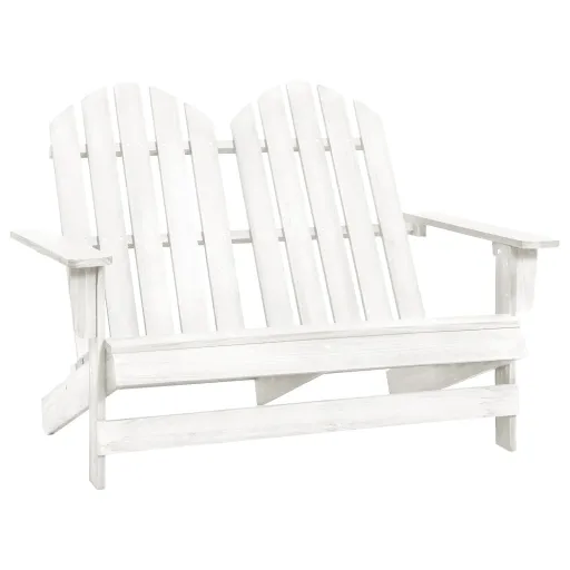 Cadeira de Jardim Adirondack 2 Lugares Abeto Maciço Branco