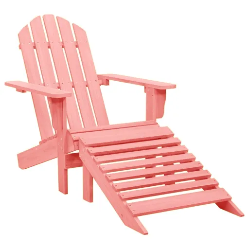 Cadeira Adirondack para Jardim com Otomano Abeto Maciço Rosa