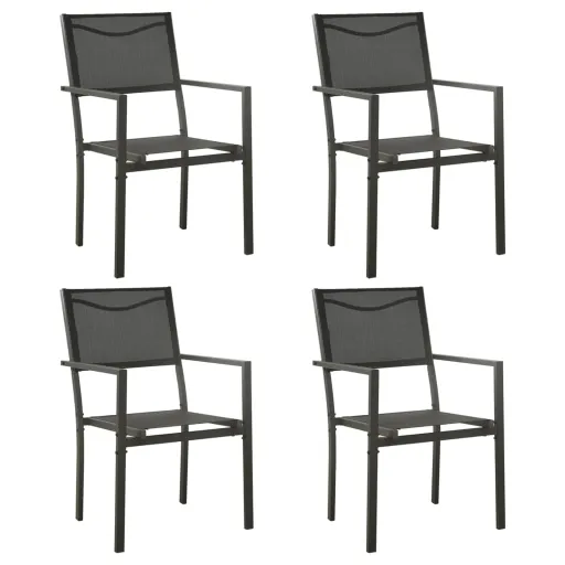 Cadeiras de Jardim   Textilene e Aço Preto/Antracite (4 pcs)
