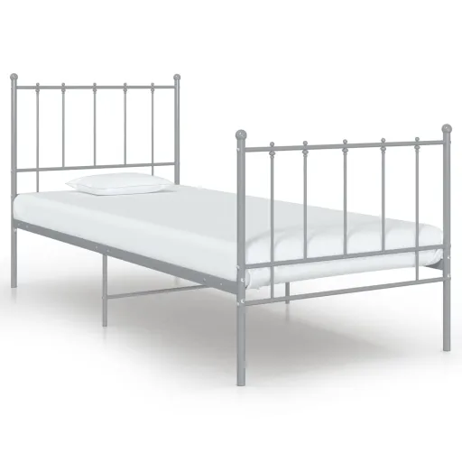 Estrutura de Cama 100x200 cm Metal Cinzento