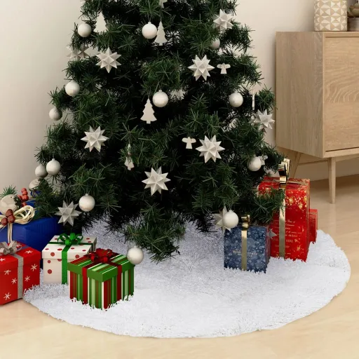 Saia para Árvore de Natal Branca 150 cm Pele Sintética