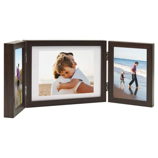 Moldura com Três Dobras 22x15 cm+2x(10x15 cm) Castanho-Escuro