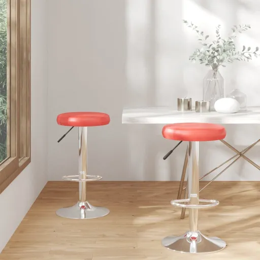 Bancos de Bar   Couro Artificial Vermelho (2 pcs)