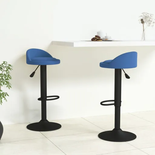 Bancos de Bar   Veludo Azul (2 pcs)