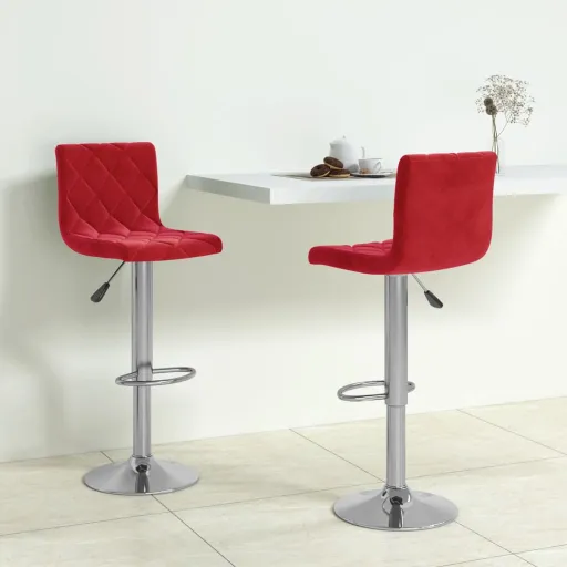 Bancos de Bar   Veludo Vermelho Tinto (2 pcs)