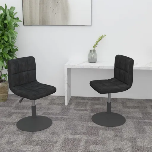 Cadeiras de Jantar Giratórias   Veludo Preto (2 pcs)