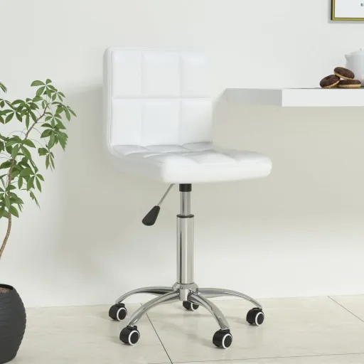 Cadeira de Escritório Giratória Couro Artificial Branco
