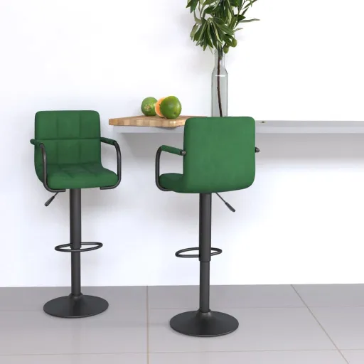 Bancos de Bar   Veludo Verde-Escuro (2 pcs)