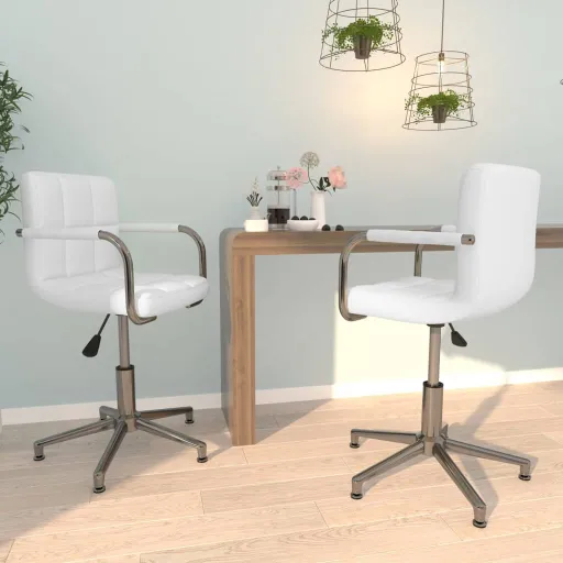 Cadeiras de Jantar Giratórias   Couro Artificial Branco (2 pcs)