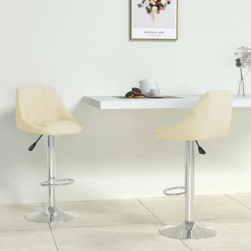 Bancos de Bar   Couro Artificial Cor Creme (2 pcs)