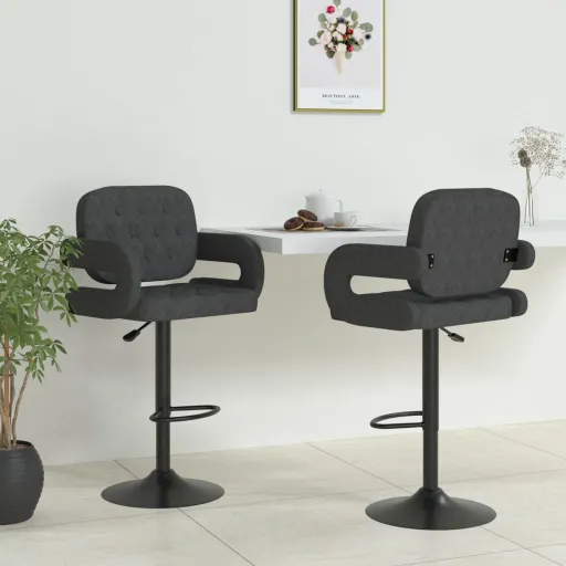 Bancos de Bar   Tecido Cinzento-Escuro (2 pcs)