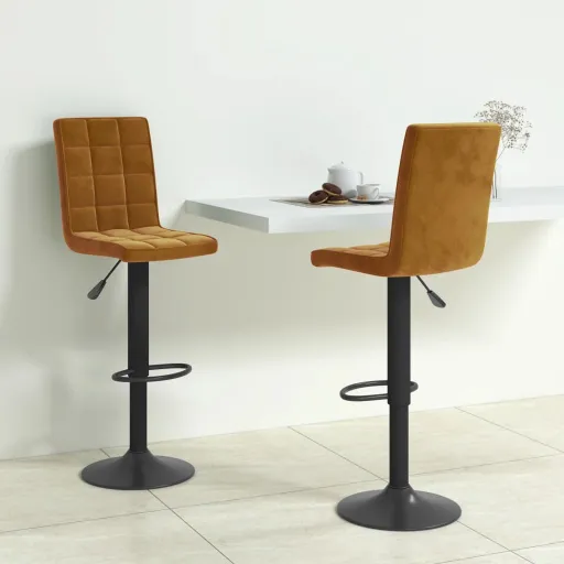 Bancos de Bar   Veludo Castanho (2 pcs)