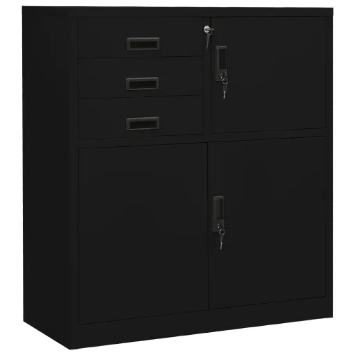 Armário de Escritório 90x40x102 cm Aço Preto