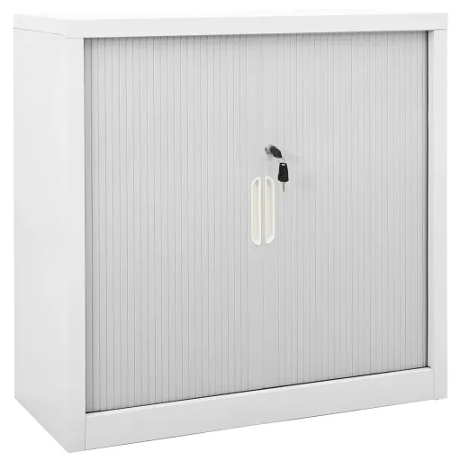 Armário com Porta Deslizante Aço 90x40x90 cm Cinzento