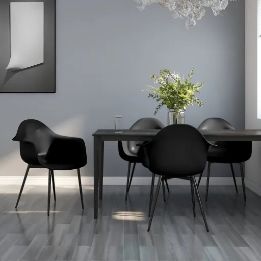 Cadeiras de Jantar   PP Preto (4 pcs)