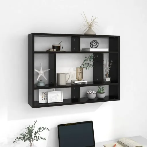 Estante de Parede 75x16x55 cm Contraplacado Preto