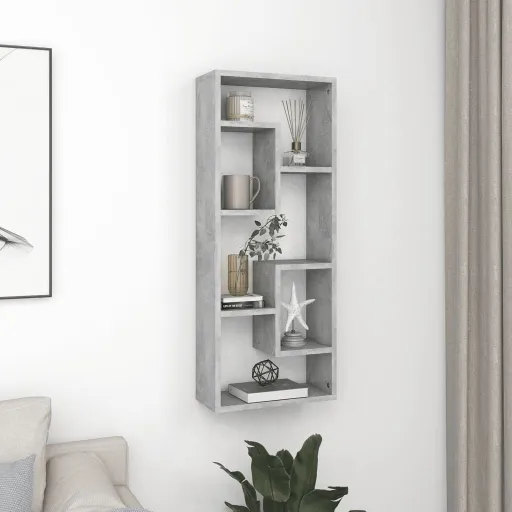 Estante de Parede 36x16x90cm Derivados Madeira Cinzento Cimento