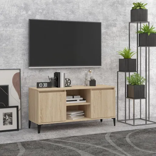 Móvel de TV com Pernas em Metal 103,5x35x50 cm Carvalho Sonoma