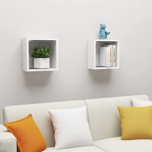 Prateleiras de Parede em Forma de Cubo   30x15x30cm Branco (2 pcs)